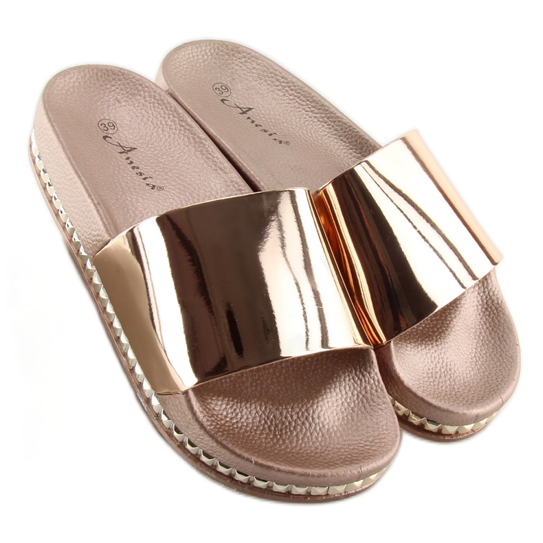 Pink women's pink slippers N-29 champagne 2