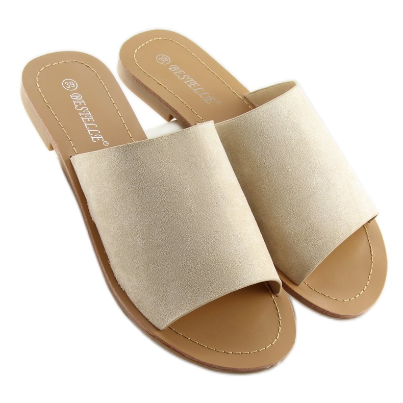 H8-116 Beige straight beige slippers 2