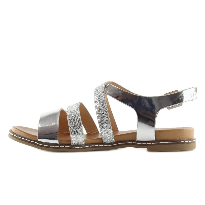 Silver women's sandals J80-1 silver grey 2 Silver women's sandals J80-1 silver grey 2