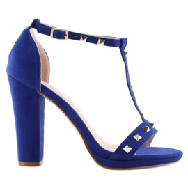 Sandals on the post A03 blue navy blue 1