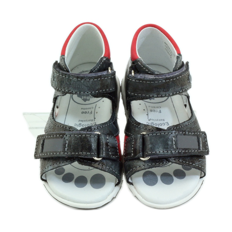 Leather boys' sandals with velcro and reflectors RenBut 1407 gray grey 4 Leather boys' sandals with velcro and reflectors RenBut 1407 gray grey 4