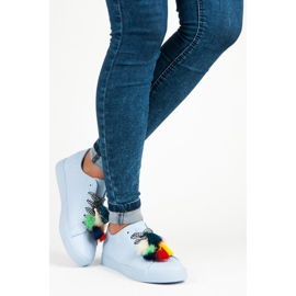 Ideal Shoes Blue Sneakers With Fringes 2