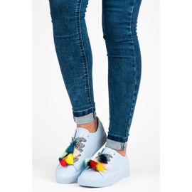 Ideal Shoes Blue Sneakers With Fringes 1