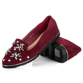Fama Suede lords with embellishments red 2