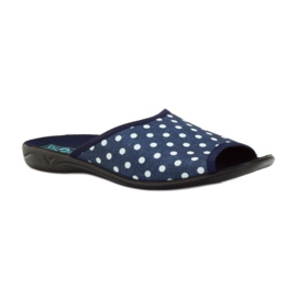 Cotton slippers Adanex navy blue dots white 1