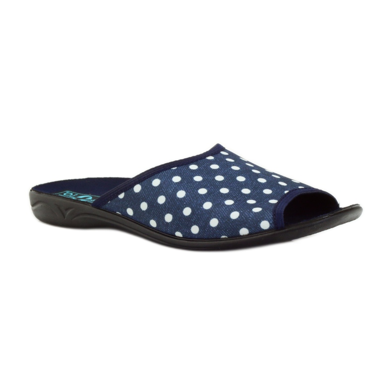 Cotton slippers Adanex navy blue dots white 1