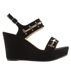 Black sandals on a wedge heel 1606 Black 2