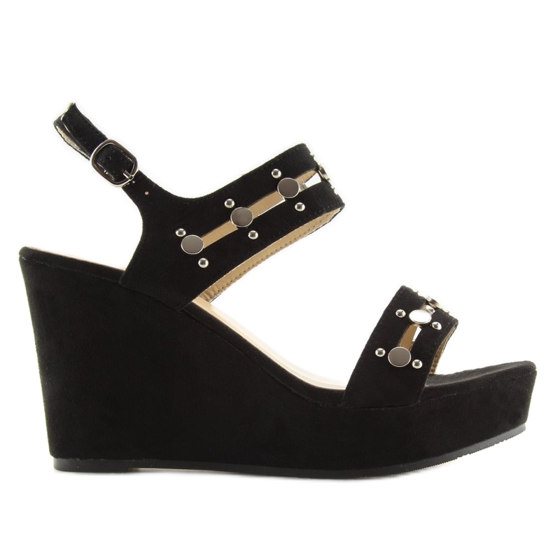 Black sandals on a wedge heel 1606 Black 2