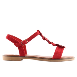 Women's red suede sandals WL-001 2