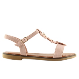 Women's pink suede sandals WL-001 2