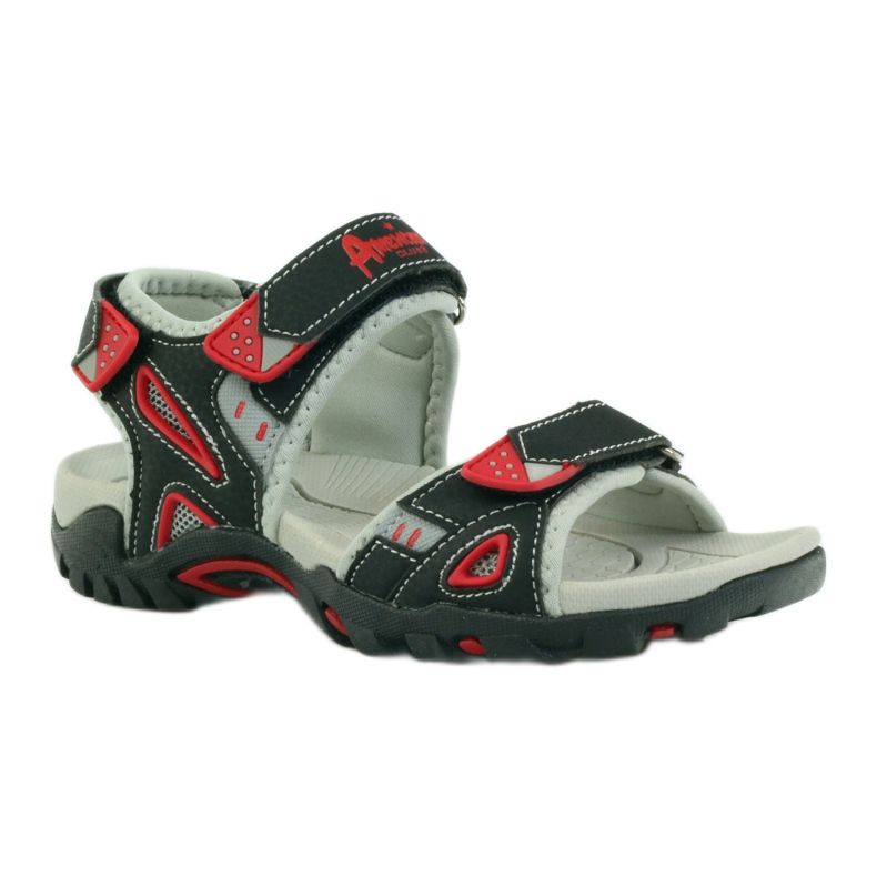 American Club black children's sandals 1713 red grey 1