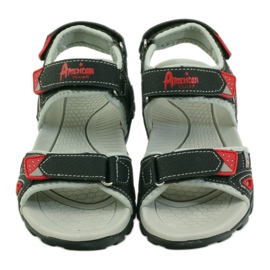 American Club black children's sandals 1713 red grey 4