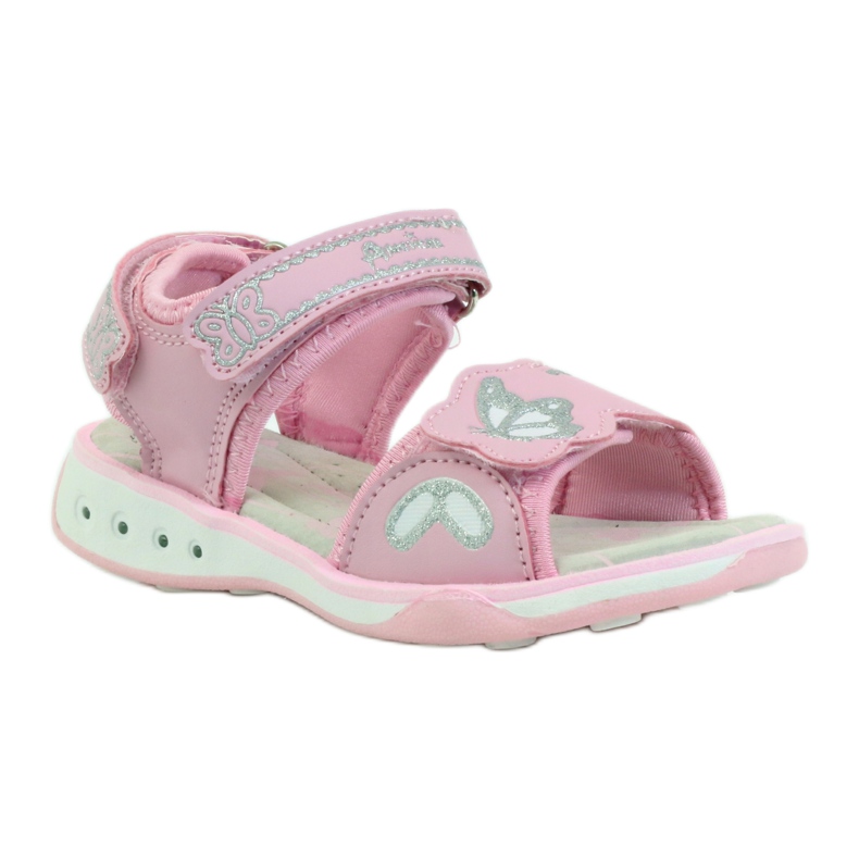 American Club Children's shoes sandals leather insole glowing American pink grey 1