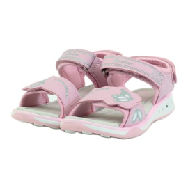 American Club Children's shoes sandals leather insole glowing American pink grey 3