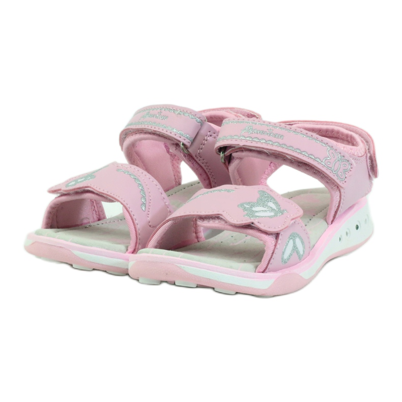 American Club Children's shoes sandals leather insole glowing American pink grey 3