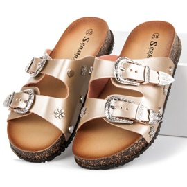 Seastar Gold slippers with buckles golden 2