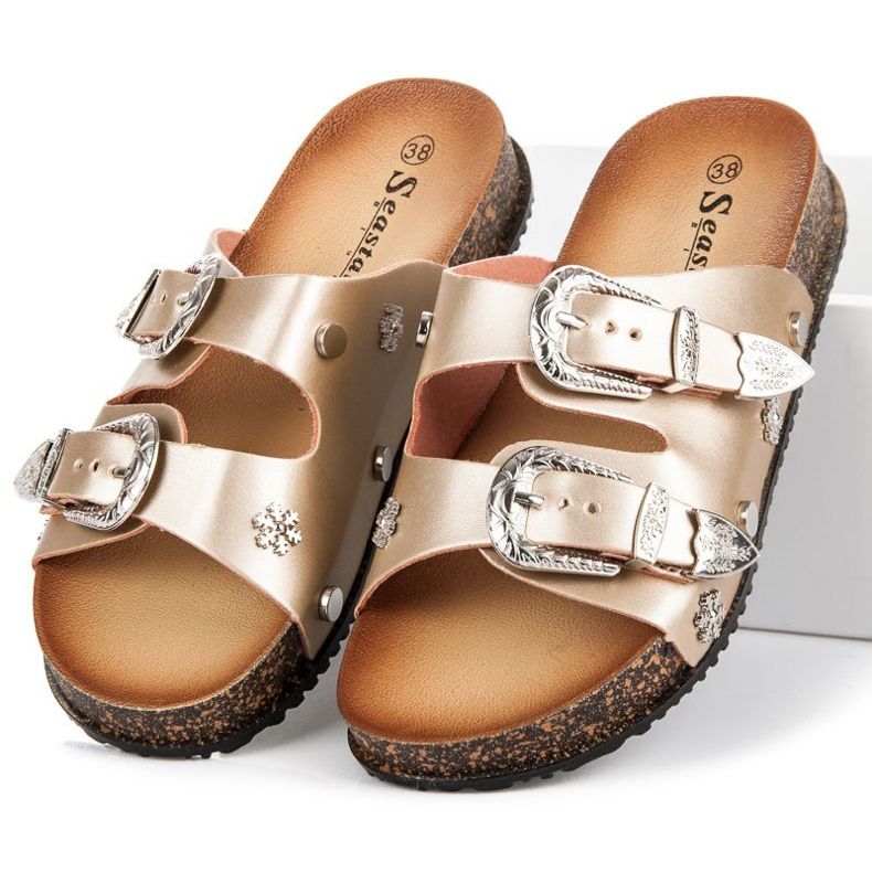 Seastar Gold slippers with buckles golden 2