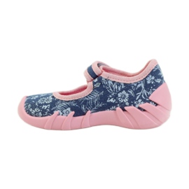 Ballerinas slippers with flowers Befado 109p160 pink grey blue 2