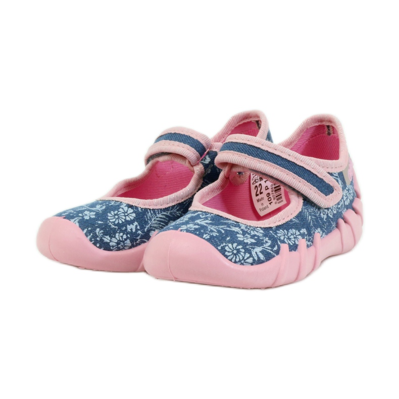 Ballerinas slippers with flowers Befado 109p160 pink grey blue 3
