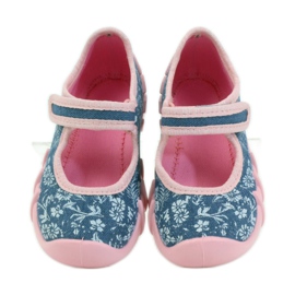 Ballerinas slippers with flowers Befado 109p160 pink grey blue 4