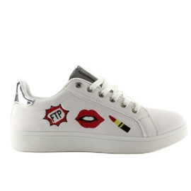 Sweet lips FB-15 WHITE / SILVER sneakers with patches 1