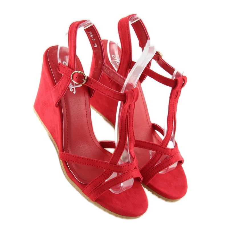 Red wedge sandals 266-7 red 1