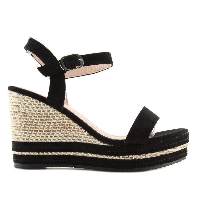 Black sandals on a wedge heel 1505-2 black 2