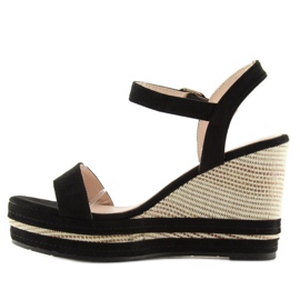 Black sandals on a wedge heel 1505-2 black 1