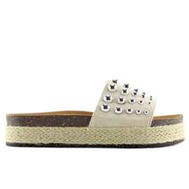 Slippers espadrilles with Beige S03 studs 2