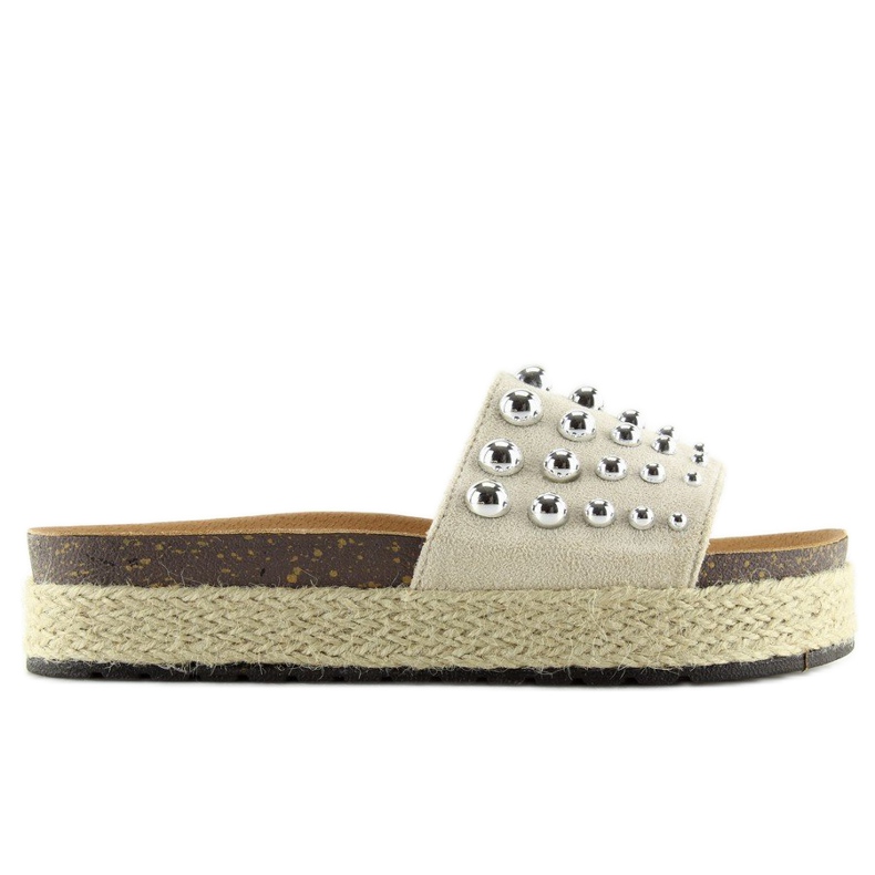 Slippers espadrilles with Beige S03 studs 2