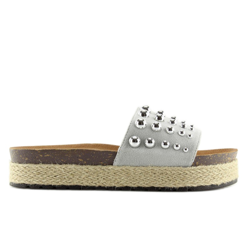 Slippers espadrilles with gray studs S03 gray grey 2