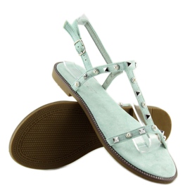 Sandals with mint studs S-375 Green 1