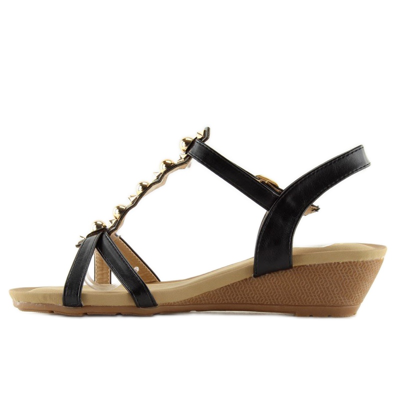 Black sandals on a low wedge heel black HX-1 Black 2