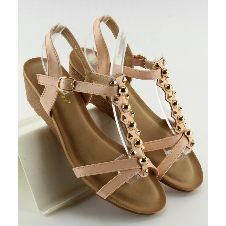 Sandals on a low wedge heel pink HX-1 Pink 2