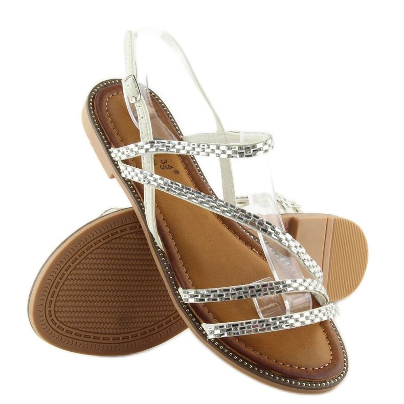Sandals with white cubic zirconias FM814 white 2
