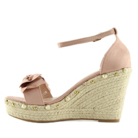 Sandals, espadrilles on pink wedges L2668 2