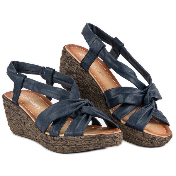 Slip-on wedge sandals blue 1