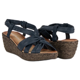 Slip-on wedge sandals blue 2