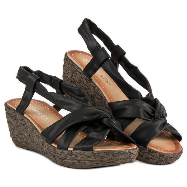 Slip-on wedge sandals black 1
