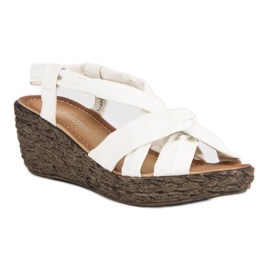 Slip-on wedge sandals white 1