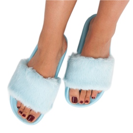 Wilady Blue slippers with fur 2