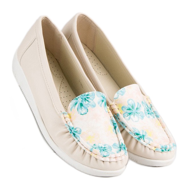Tullo Beige Moccasins With Flowers 2