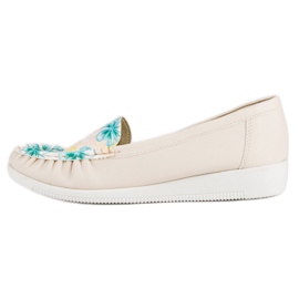 Tullo Beige Moccasins With Flowers 1