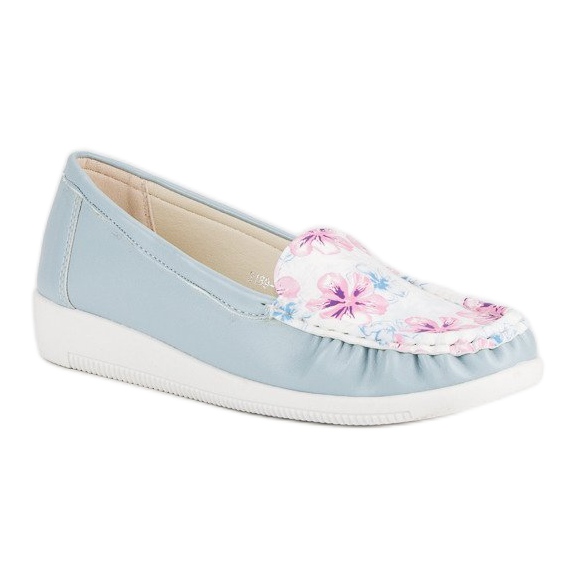 Tullo Blue Moccasins With Flowers 1 Tullo Blue Moccasins With Flowers 1