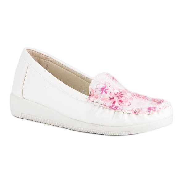 Tullo White Moccasins With Flowers 2 Tullo White Moccasins With Flowers 2