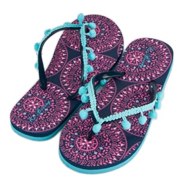 Ax Boxing Flip-flops with pompoms blue 1