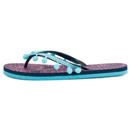 Ax Boxing Flip-flops with pompoms blue 2