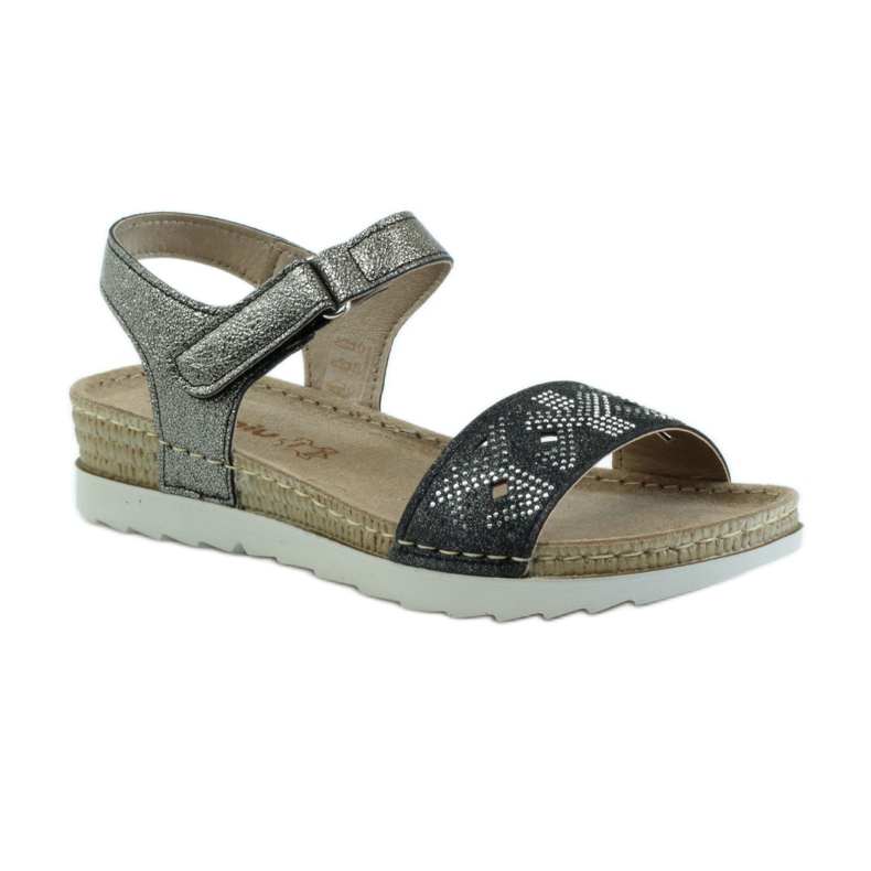 Comfortable INBLU sandals in silver-graphite grey 1
