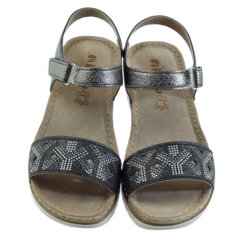 Comfortable INBLU sandals in silver-graphite grey 4