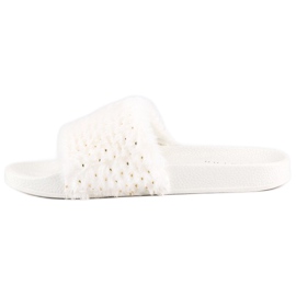 Erynn White flip-flops with fur 1